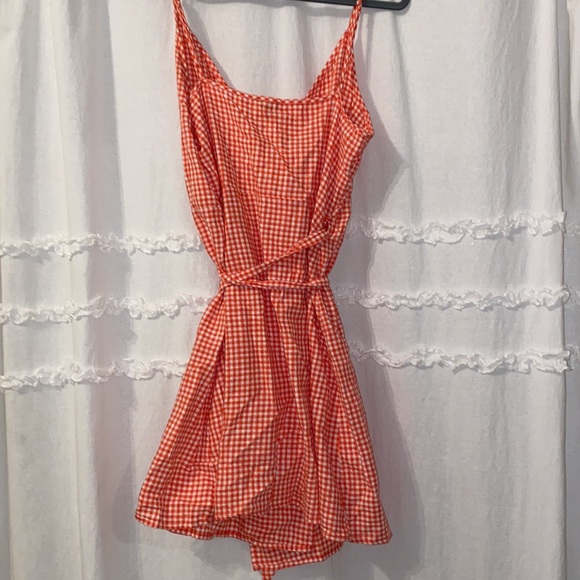 Aerie Red Gingham Mini Wrap Dress - Picture 5 of 7